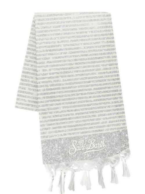 telo mare donna a righe con lurex bianco e argento MC2 Saint Barth | FOUTAS LUREX-STRIPESAR EMB